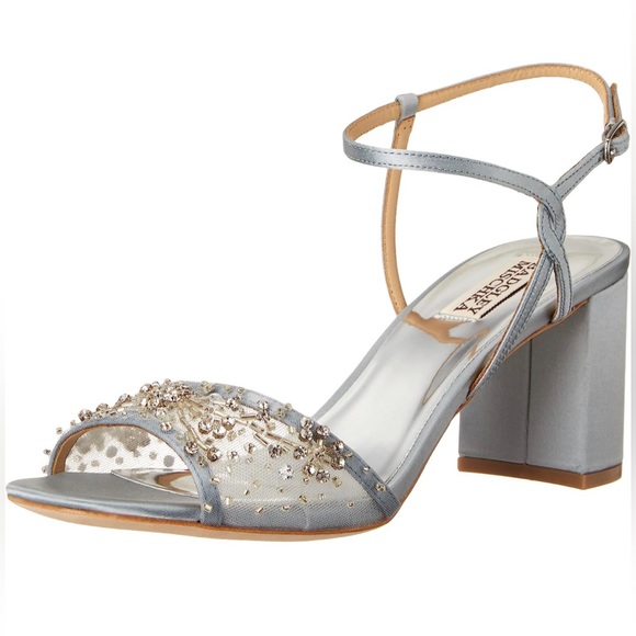 NWT-Badgley Mischka Women's Blaine Heeled Sandal, size 7.5, whisper blue satin - Picture 2 of 16